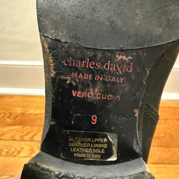 CHARLES DAVID Vintage Riding Boot. Black. Red Zip. The Rowdy. Women’s Size 9. - Picture 14 of 16